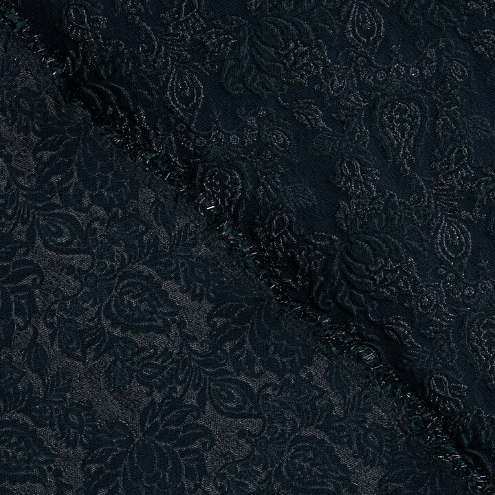 Brokat „Imperial Ocean“ – Marineblau-Silber - Ribes y Casals