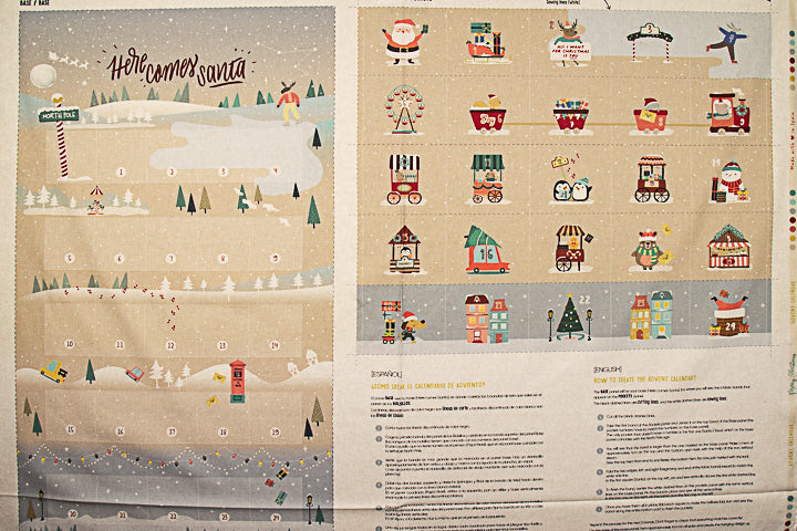 Baumwollstoff-Paneel Kinder-Adventskalender „Das Abenteuer des Weihnachtsmanns“ – DIY - Ribes y Casals