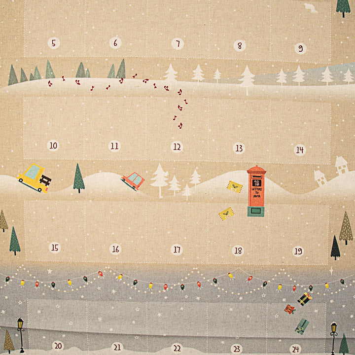 Baumwollstoff-Paneel Kinder-Adventskalender „Das Abenteuer des Weihnachtsmanns“ – DIY - Ribes y Casals