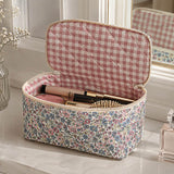 Gesteppte Vichy-Popeline in Rosa und mit Blumenmuster - Ribes y Casals