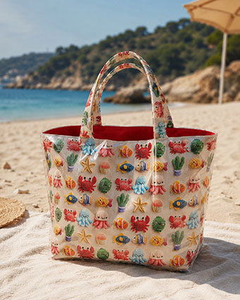 Kawaii-Baumwoll-Cretona mit Meeresboden-Motiv - Ribes y Casals