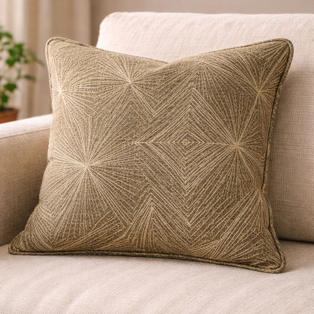 Geometrischer Bodendruck aus Leinen und Jute - Ribes y Casals