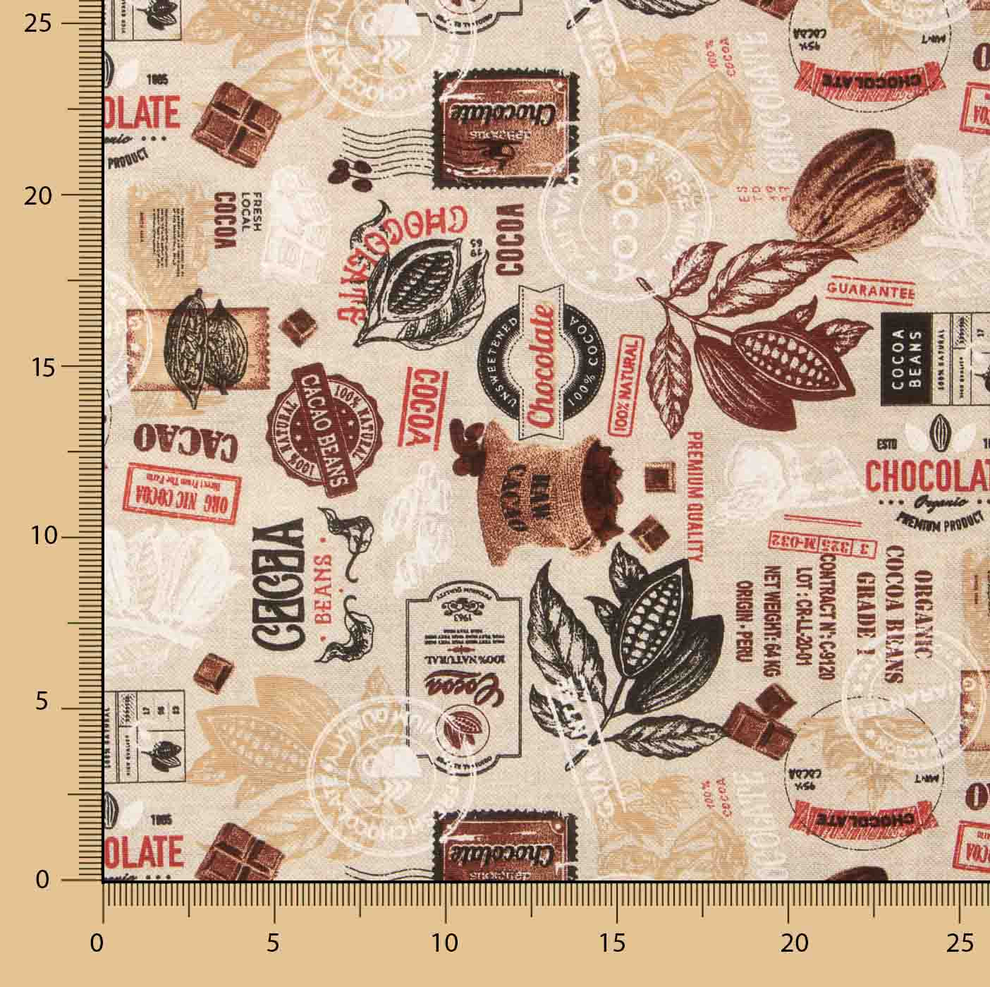 Bedrucktes Canvas „Schokolade und Kakao mit Vintage-Muster“ - Ribes y Casals