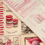Bedrucktes Canvas mit Cupcakes und Macarons mit Vintage-Muster im Paris-Stil - Ribes y Casals