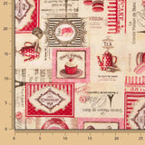 Bedrucktes Canvas mit Cupcakes und Macarons mit Vintage-Muster im Paris-Stil - Ribes y Casals