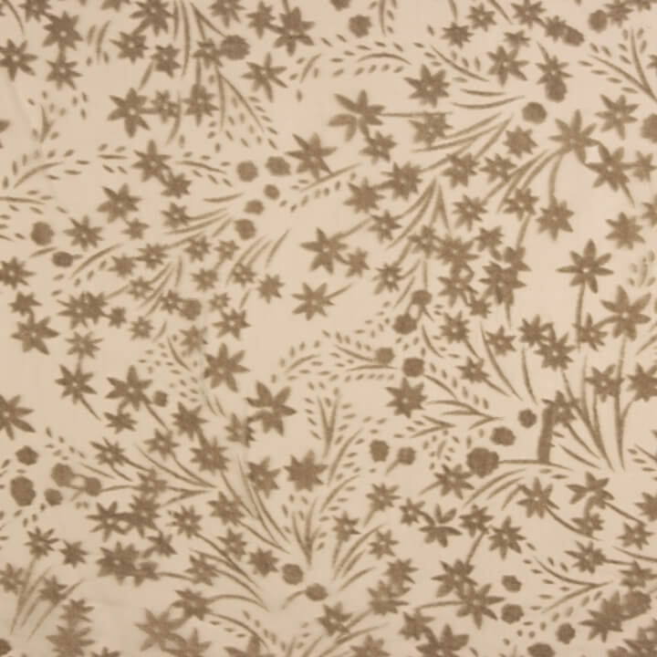 Ausbrenner mit Blumenmuster in Beige-Tönen auf Chiffon - Ribes y Casals