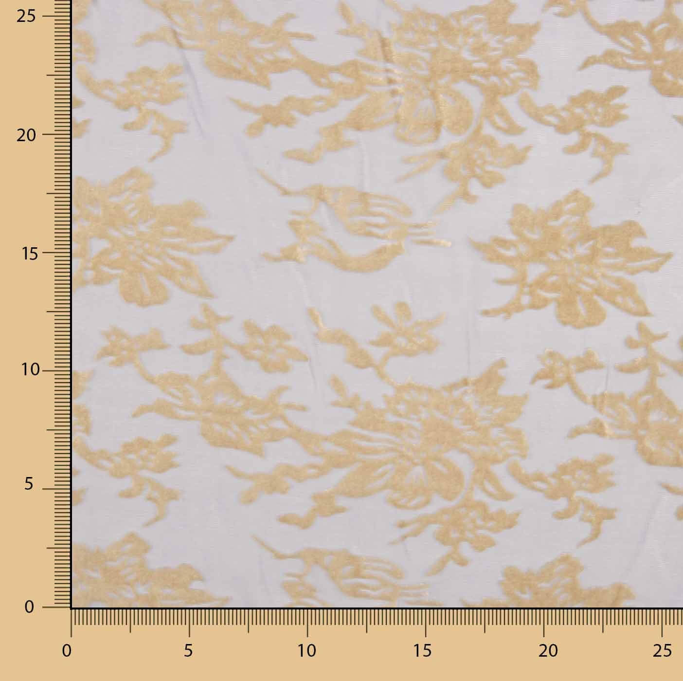 Ausbrenner mit Blumenmuster in Beige auf grauem Chiffon - Ribes y Casals