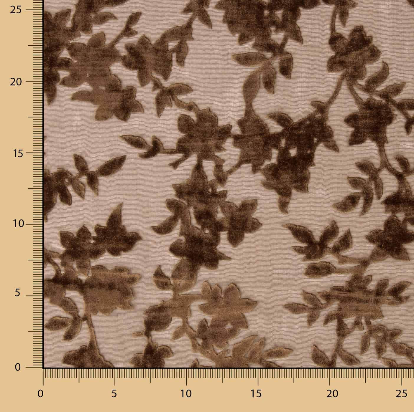 Ausbrenner mit Blumenmuster in Brauntönen auf Chiffon - Ribes y Casals