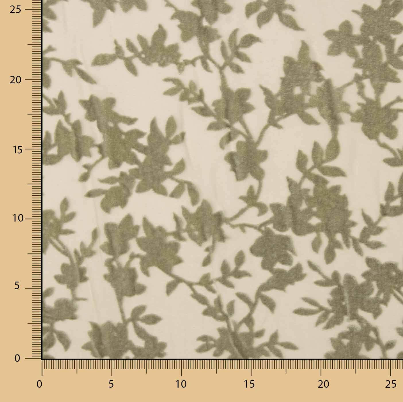 Grünes Ausbrenner-Blumenmuster auf Chiffon - Ribes y Casals