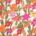 Bedruckte Viskose mit fuchsiafarbenen und orangefarbenen Blumen - Ribes y Casals