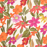 Bedruckte Viskose mit fuchsiafarbenen und orangefarbenen Blumen - Ribes y Casals