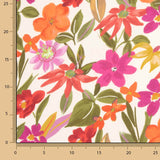 Bedruckte Viskose mit fuchsiafarbenen und orangefarbenen Blumen - Ribes y Casals