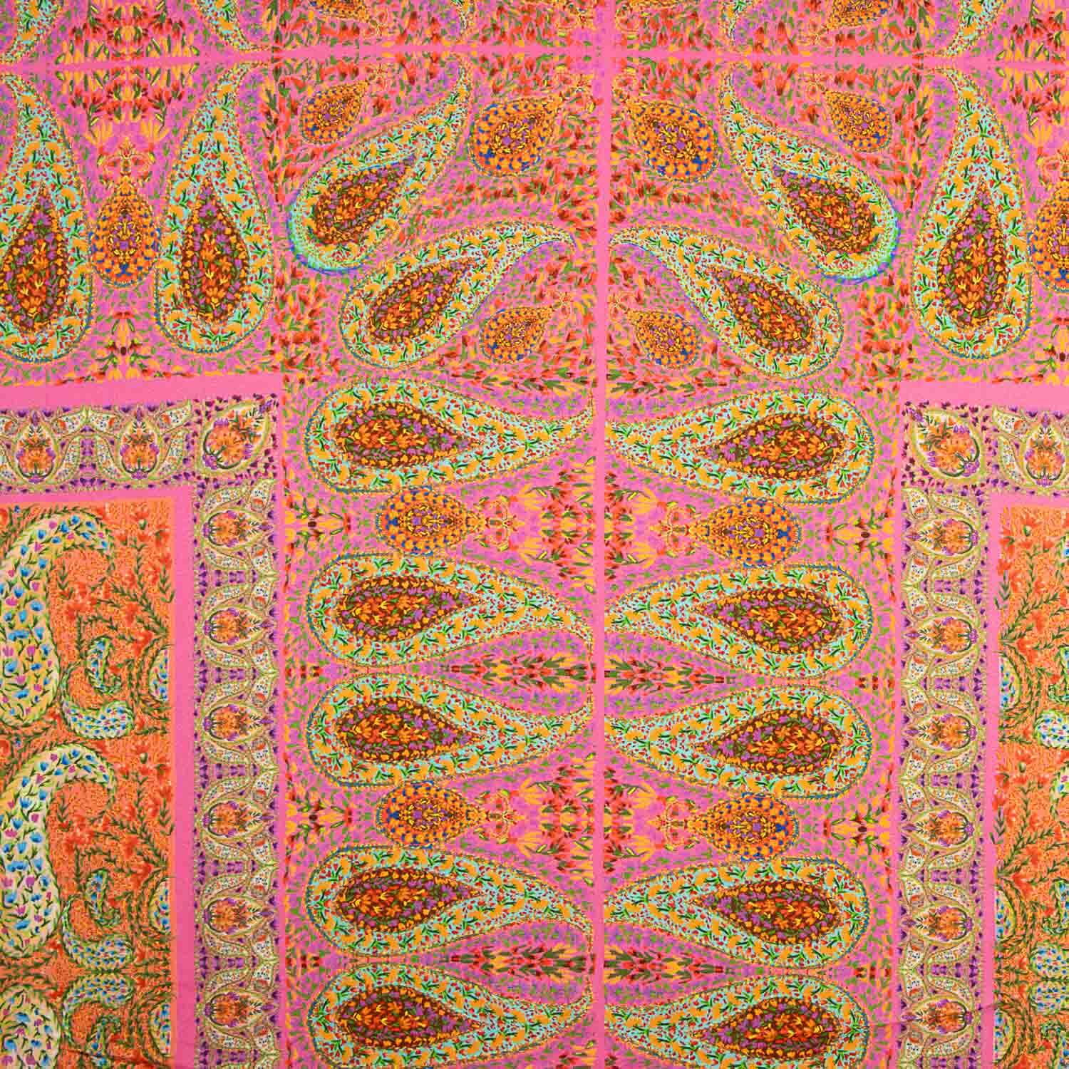 Bedruckter Viskose-Crêpe mit Paisley-Muster im Boho-Stil, fuchsia - Ribes y Casals