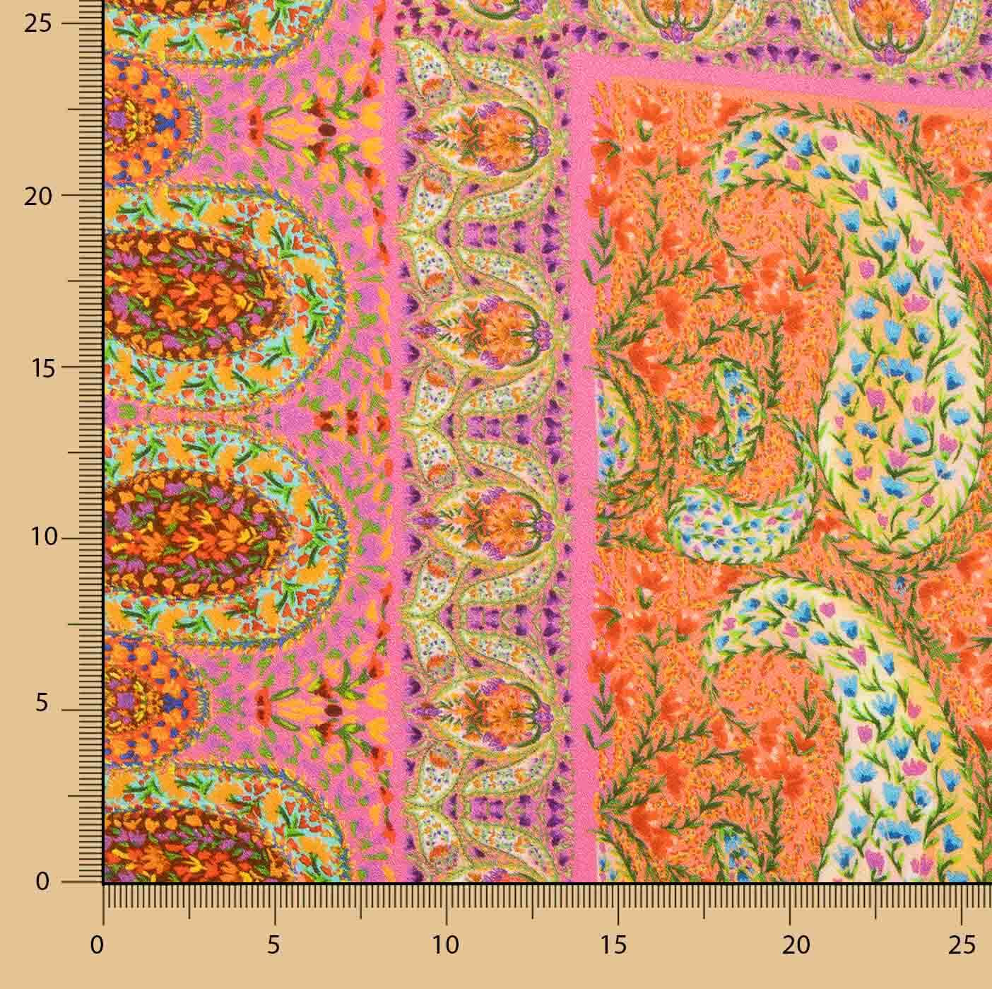 Reststück Viskose-Crêpe mit Paisley-Boho-Muster in Fuchsia – verschiedene Maße x Breite 140 cm - Ribes y Casals