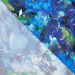 Satinierte Viskose mit Blumenmuster in Ozeanblau - Ribes y Casals