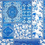 Blaue bedruckte Viskose im Patchwork-Stil - Ribes y Casals
