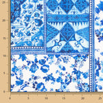 Blaue bedruckte Viskose im Patchwork-Stil - Ribes y Casals