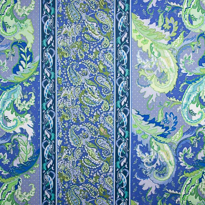 Bedruckte Viskose im Rustik-Stil mit Kaschmir-Muster in Blau und Grün - Ribes y Casals