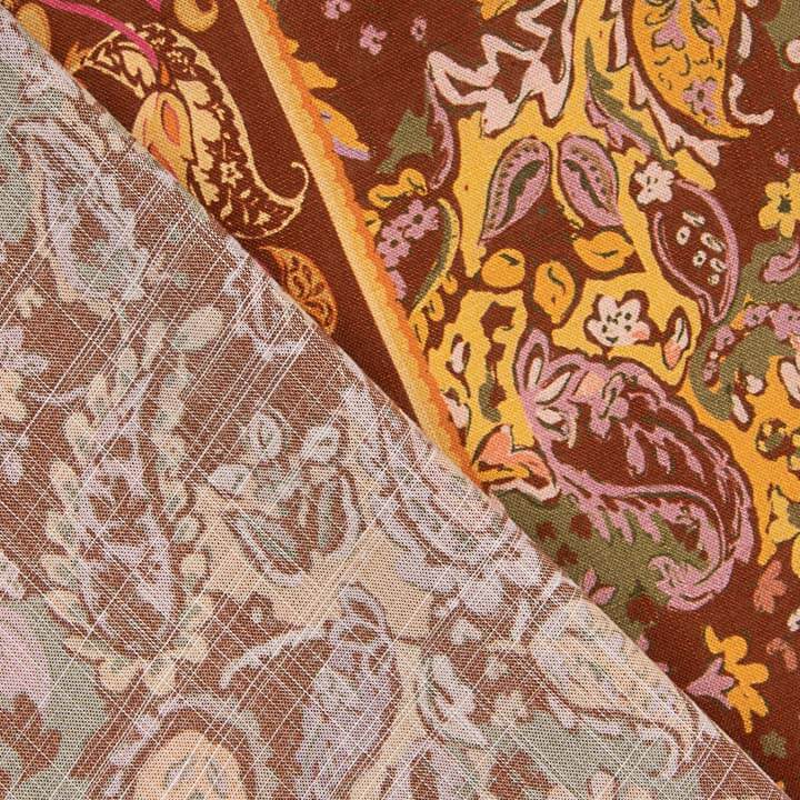 Viskose im Rustikal-Look mit Kaschmir-Muster in Ziegelsteinfarbe - Ribes y Casals