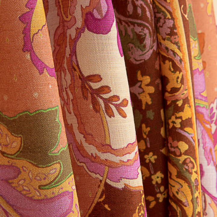 Viskose im Rustikal-Look mit Kaschmir-Muster in Ziegelsteinfarbe - Ribes y Casals