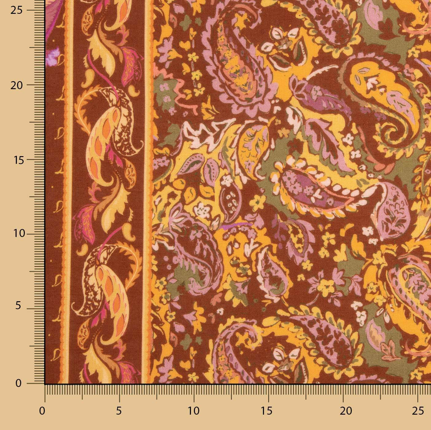 Viskose im Rustikal-Look mit Kaschmir-Muster in Ziegelsteinfarbe - Ribes y Casals