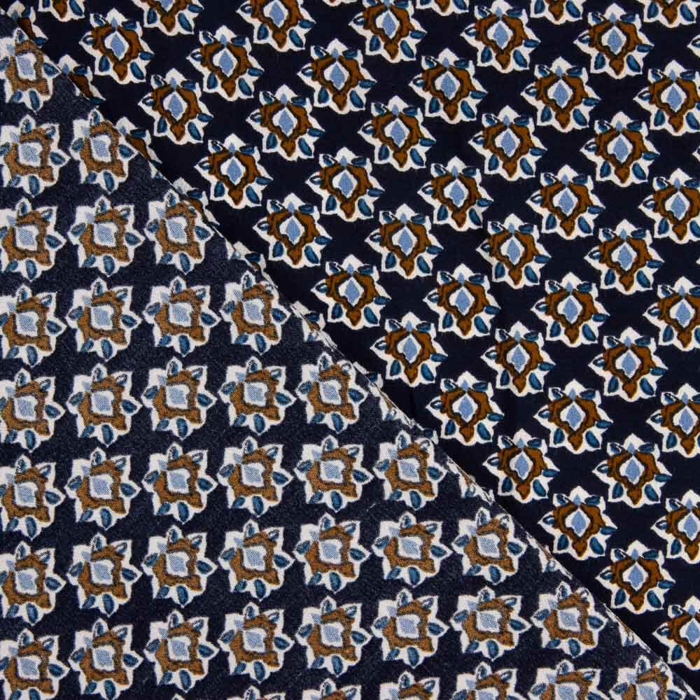 Viskose mit kleinem Blumenmuster in Marineblau - Ribes y Casals