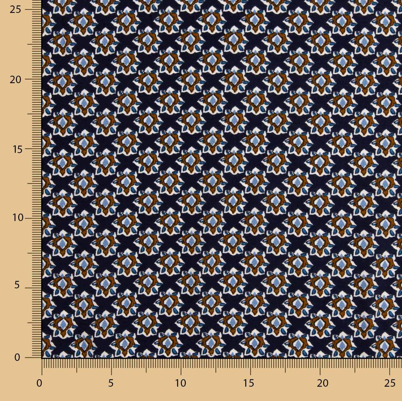 Viskose mit kleinem Blumenmuster in Marineblau - Ribes y Casals
