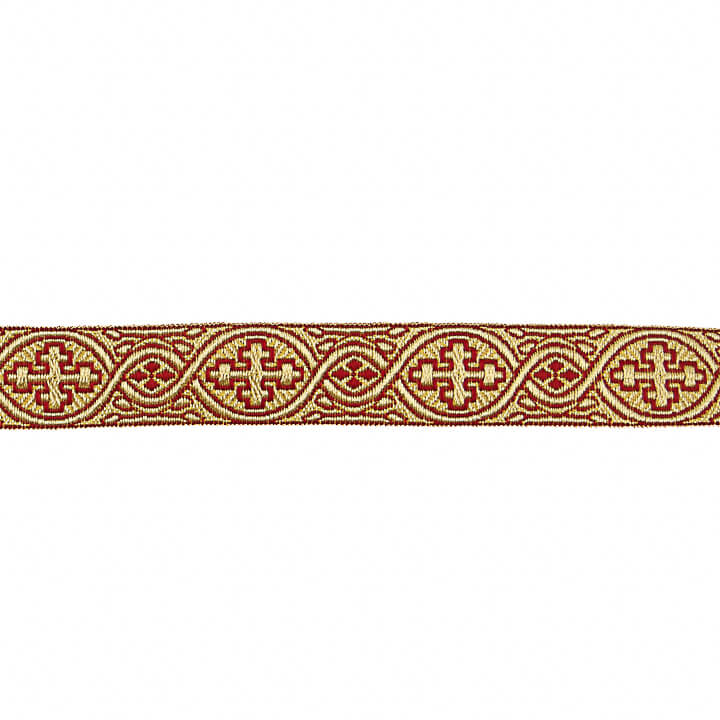 Metallic-Stoff mit Gold- und Dunkelrot-Farben, Ref. 463 – Breite 25 mm - Ribes y Casals