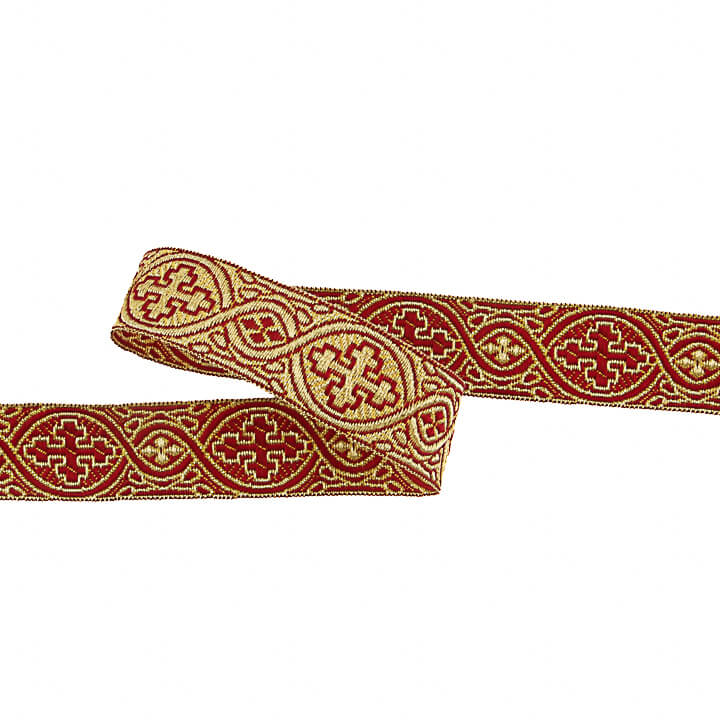 Metallic-Stoff mit Gold- und Dunkelrot-Farben, Ref. 463 – Breite 25 mm - Ribes y Casals
