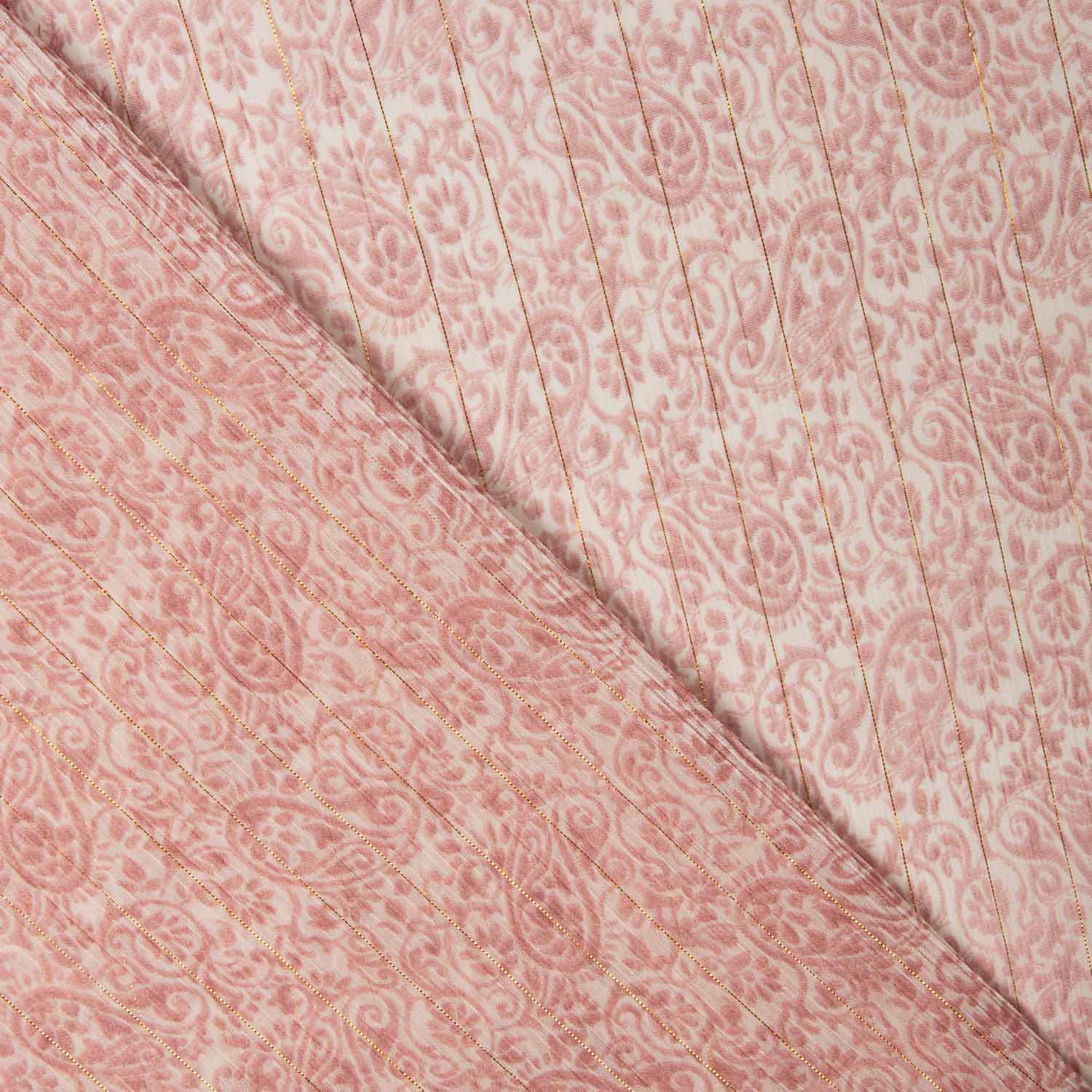 Bedruckte Lurex-Polyester-Gaze in Kaschmirrosa - Ribes y Casals