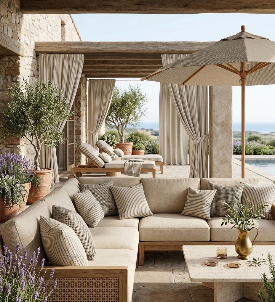 Famara Outdoor-Segeltuch, blau mit Streifen - Ribes y Casals