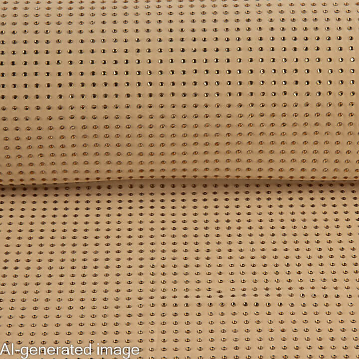 Elastischer Stoff mit goldfarbenen, schillernden Strasssteinen in Camel - Ribes y Casals