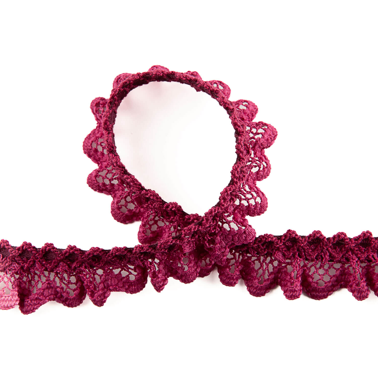 Bordüre aus Spitze, bordeauxrot, 15 mm - Ribes y Casals