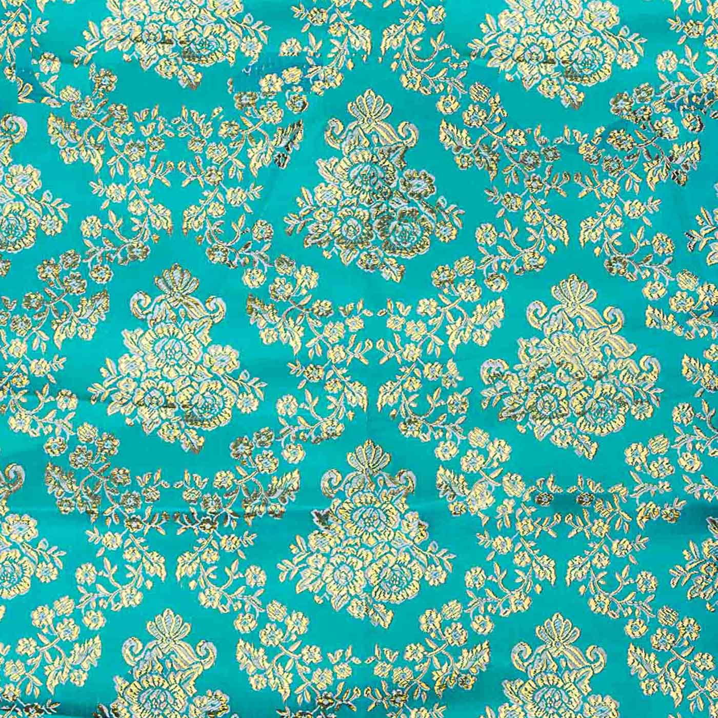 Türkisfarbener Jacquard mit goldenem Lurex - Ribes y Casals