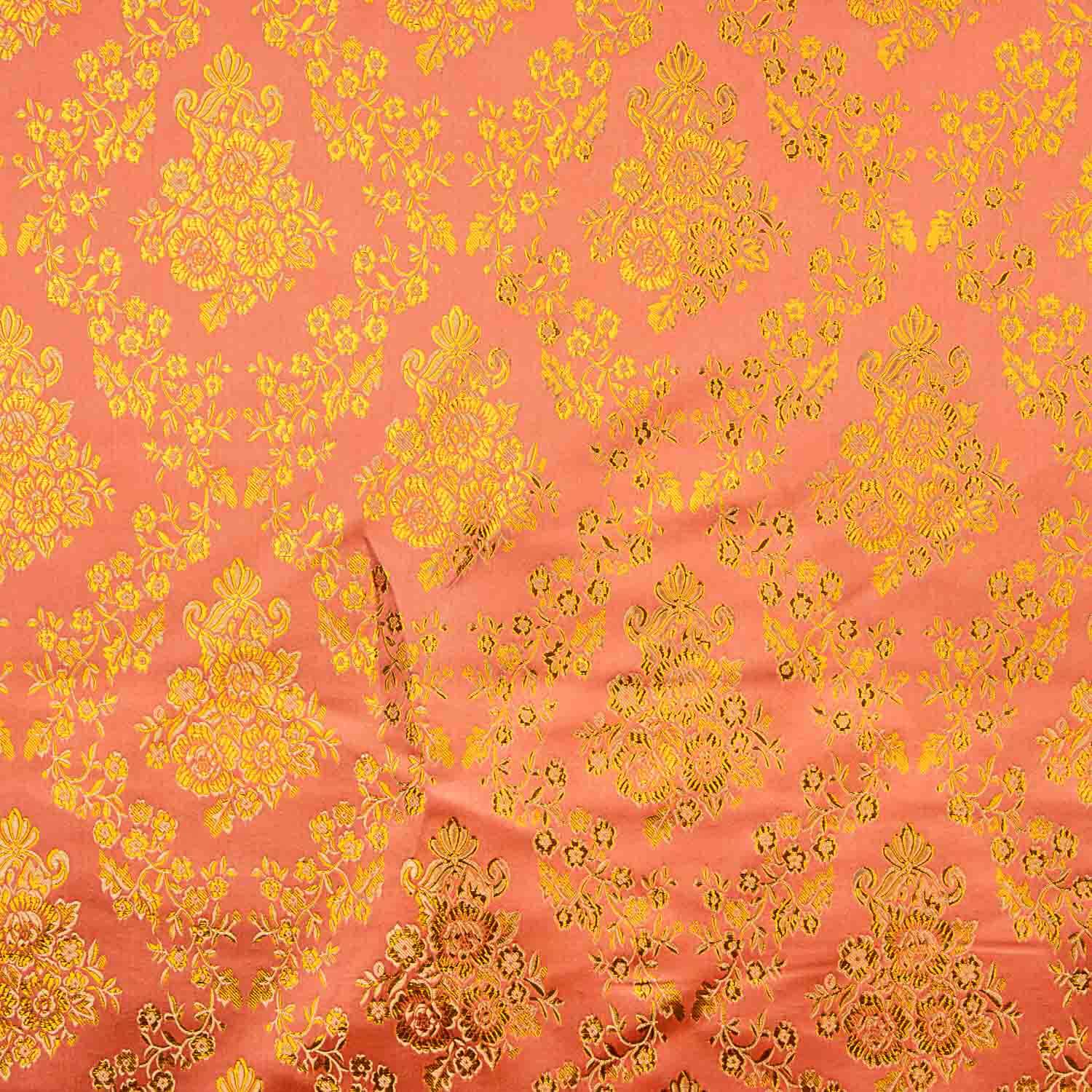Lachsfarbener Jacquard mit goldenem Lurex - Ribes y Casals