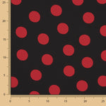 Koshibo-Stoffrest mit 33-mm-Punkten in Schwarz-Rot – verschiedene Längen x 150 cm Breite - Ribes y Casals