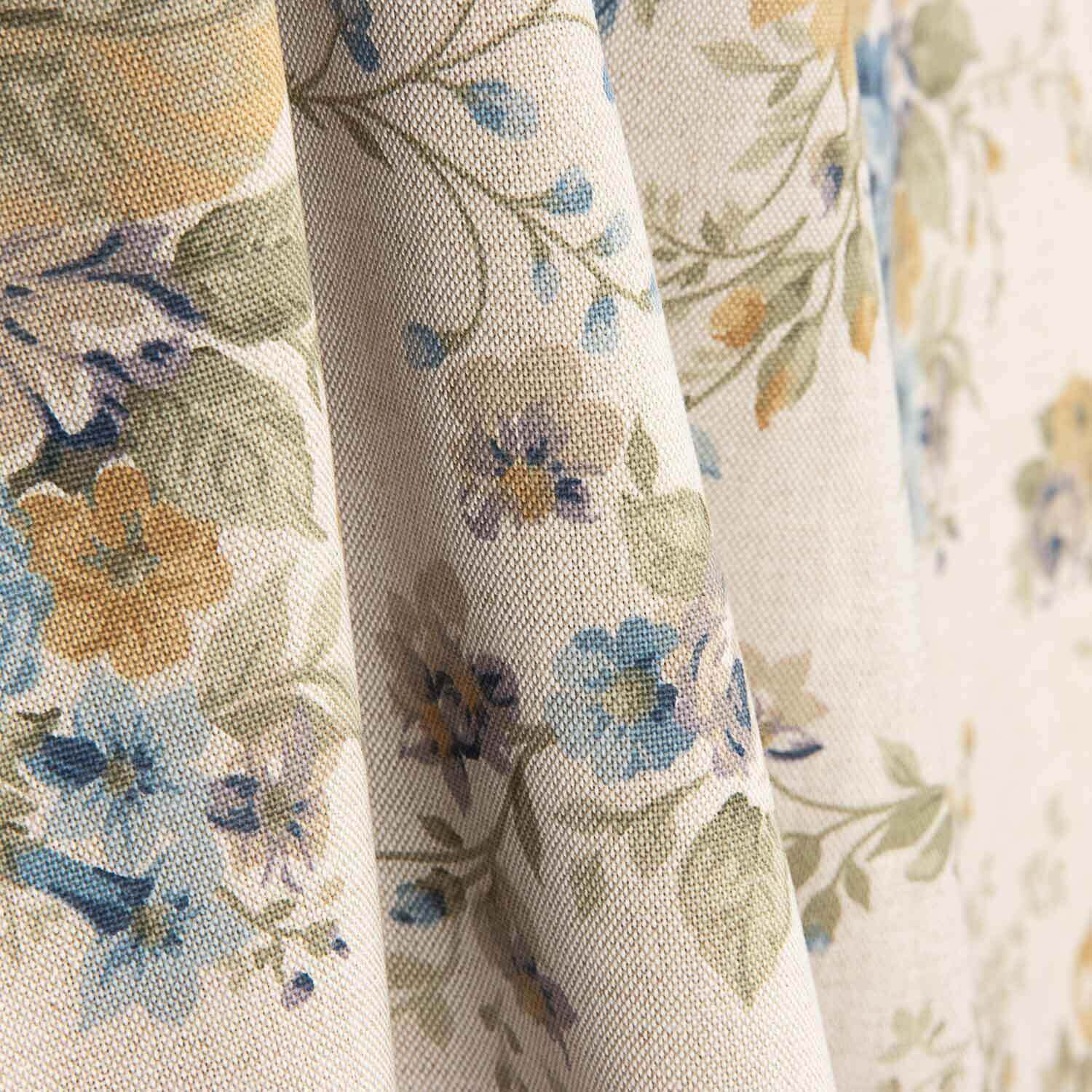 Blau und Senf Blau und Senf Blumen bedrucktes Segeltuch - Ribes y Casals