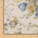Blau und Senf Blau und Senf Blumen bedrucktes Segeltuch - Ribes y Casals