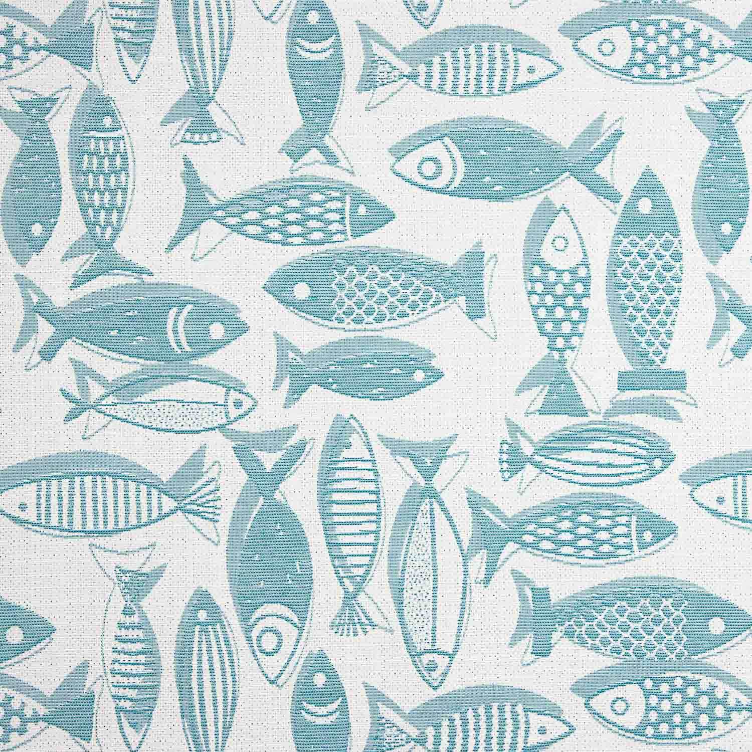 Türkisblauer Fisch-Jacquard-Leinwand - Ribes y Casals
