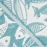Türkisblauer Fisch-Jacquard-Leinwand - Ribes y Casals