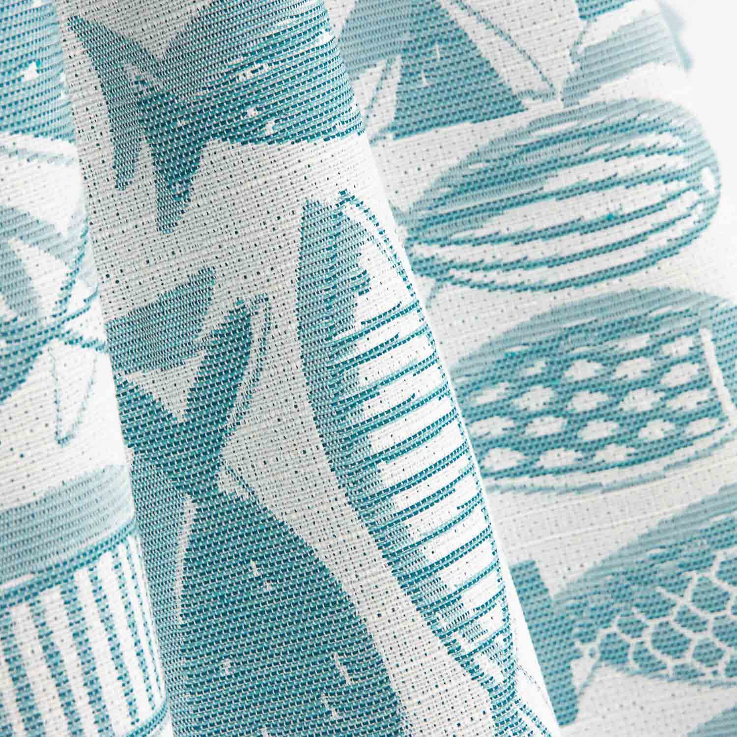 Türkisblauer Fisch-Jacquard-Leinwand - Ribes y Casals