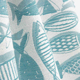 Türkisblauer Fisch-Jacquard-Leinwand - Ribes y Casals