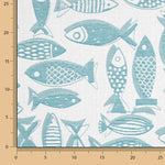 Türkisblauer Fisch-Jacquard-Leinwand - Ribes y Casals
