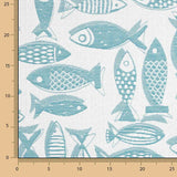 Türkisblauer Fisch-Jacquard-Leinwand - Ribes y Casals