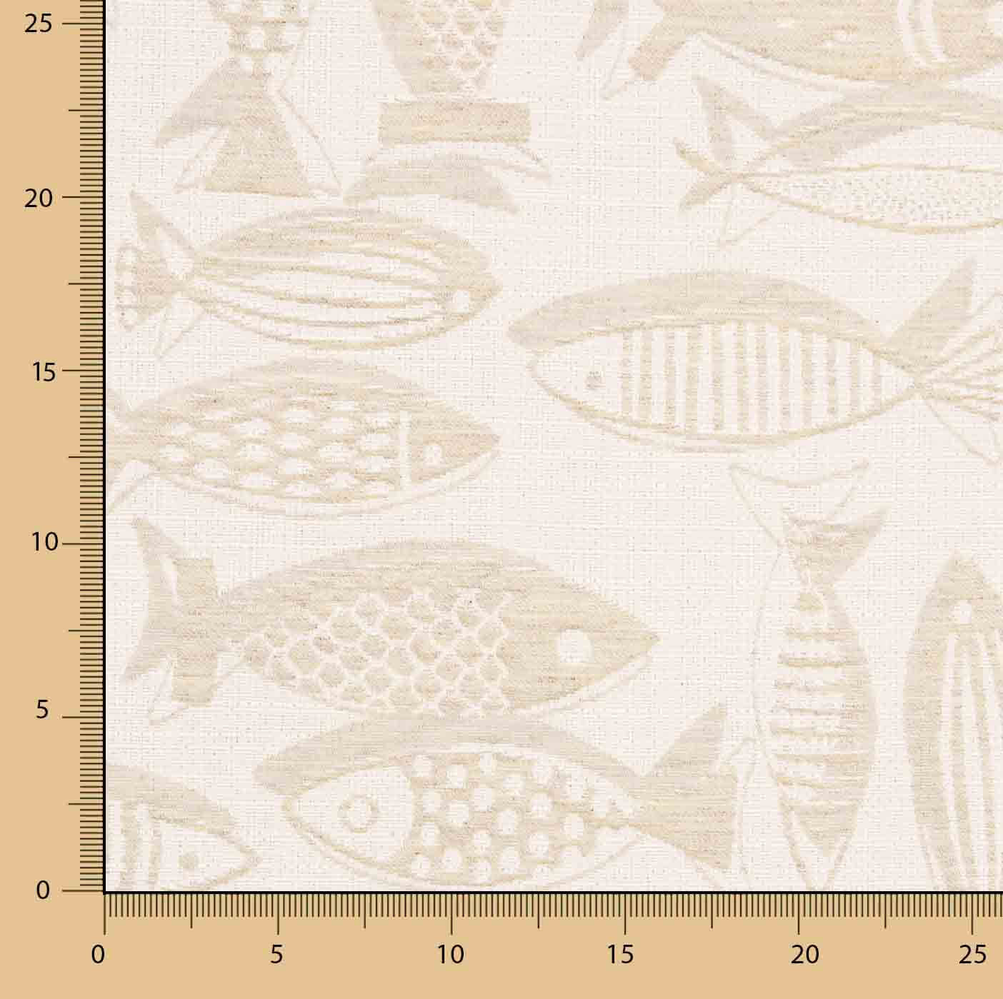 Jacquard-Leinwand Fisch Beige - Ribes y Casals