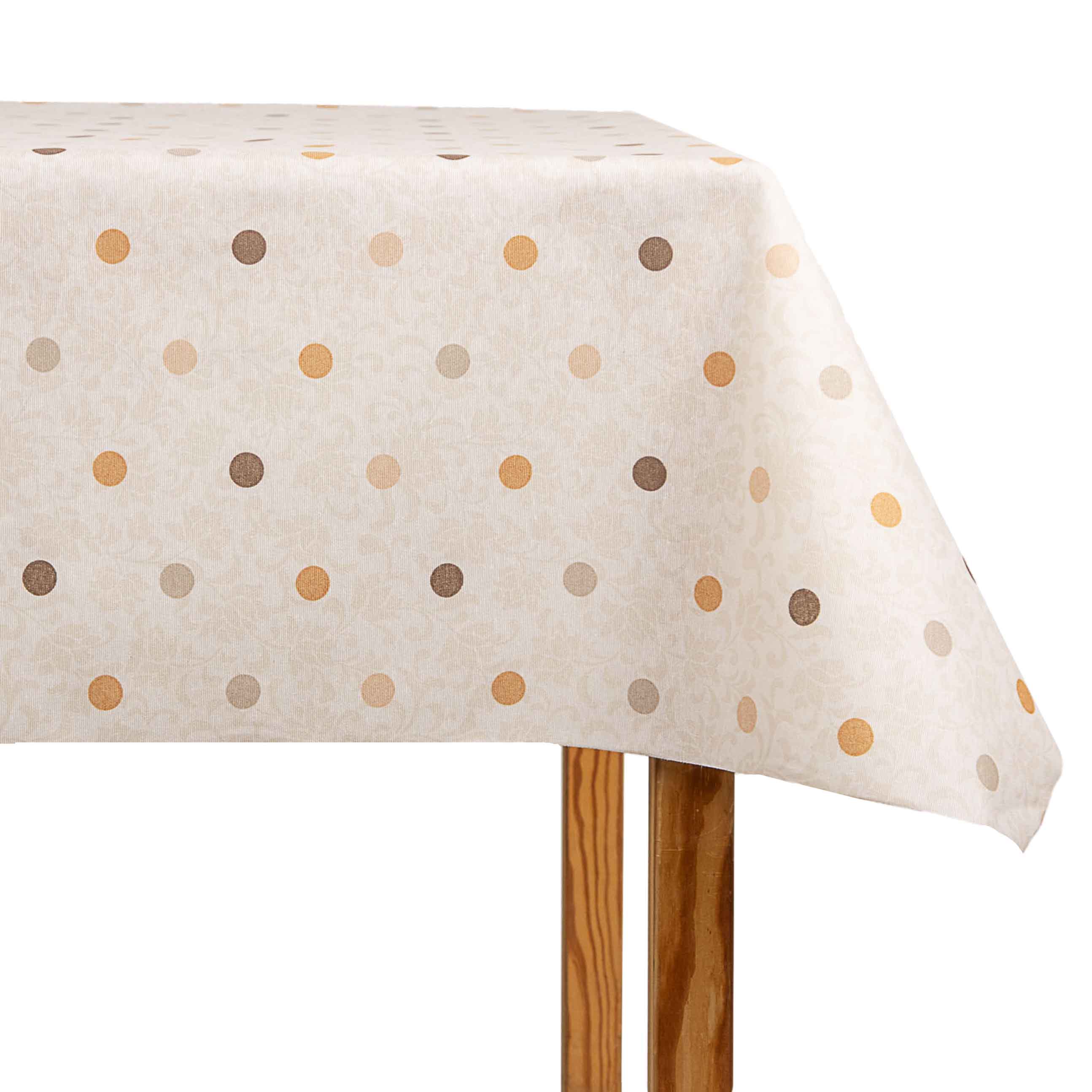 Tischtuch aus Harz Polka Dots Beige y Senf - Ribes y Casals