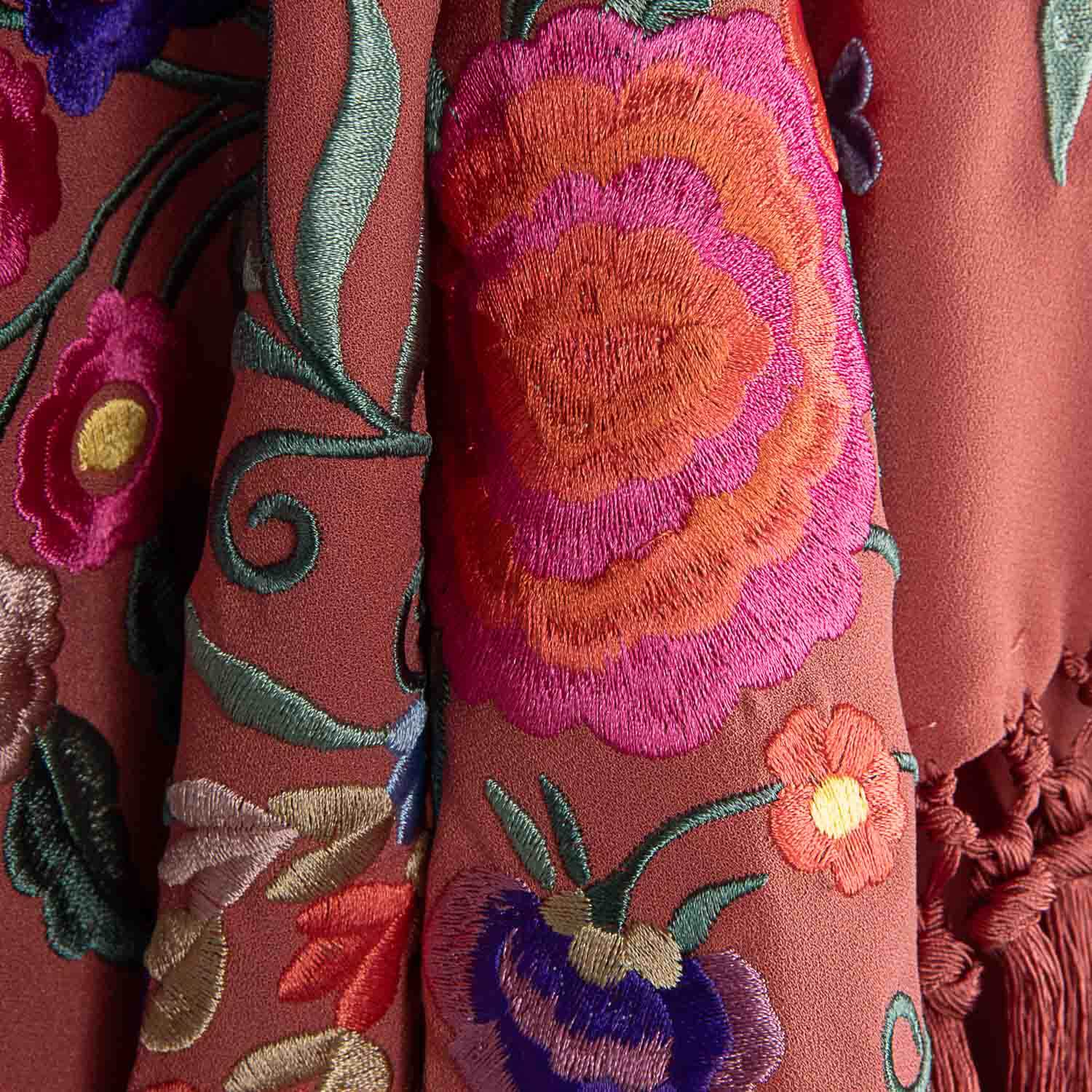 Kleiner Schal mit Flamenco-Stickerei aus Lehm - Ribes y Casals