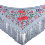 Kleiner bestickter Flamenco-Schal Light Denim Blue - Ribes y Casals