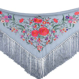 Kleiner bestickter Flamenco-Schal Light Denim Blue - Ribes y Casals