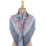 Kleiner bestickter Flamenco-Schal Light Denim Blue - Ribes y Casals
